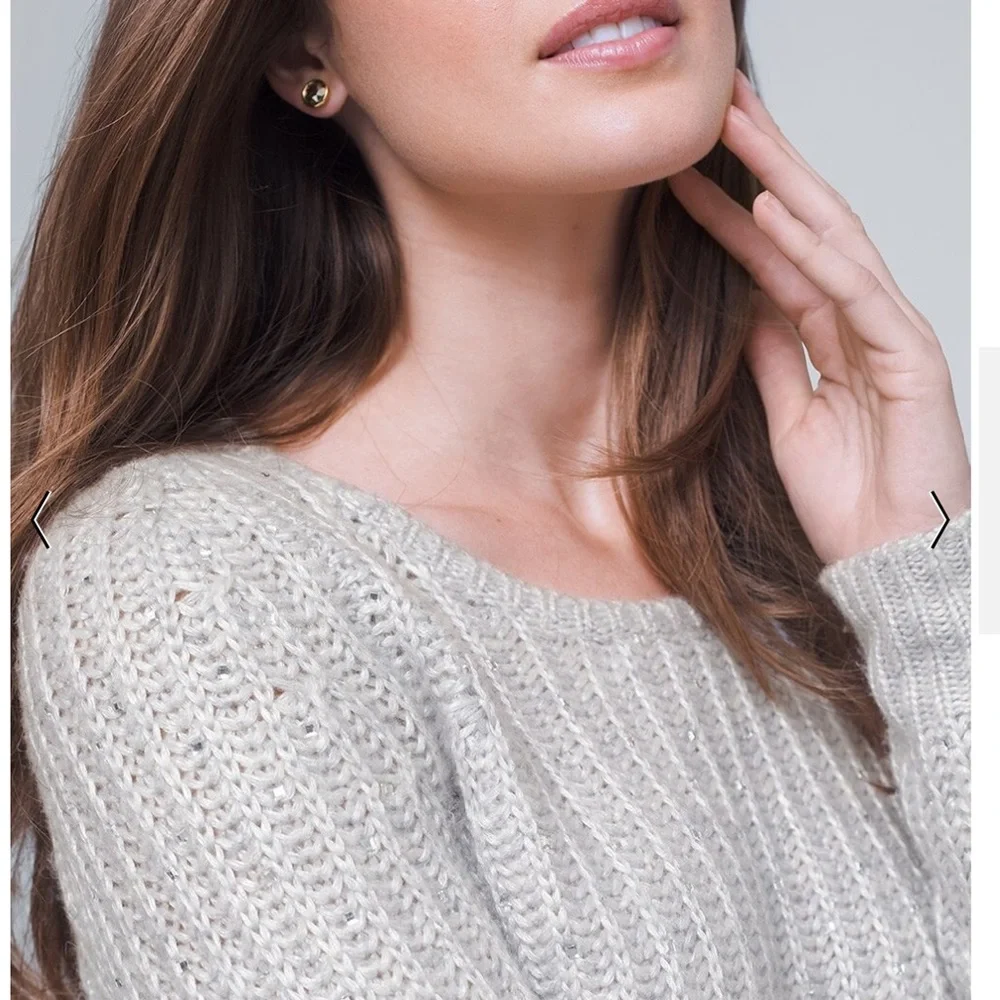 WHBM Sparkly Mirror Sequin Embellished Sweater - Picture 3 of 13